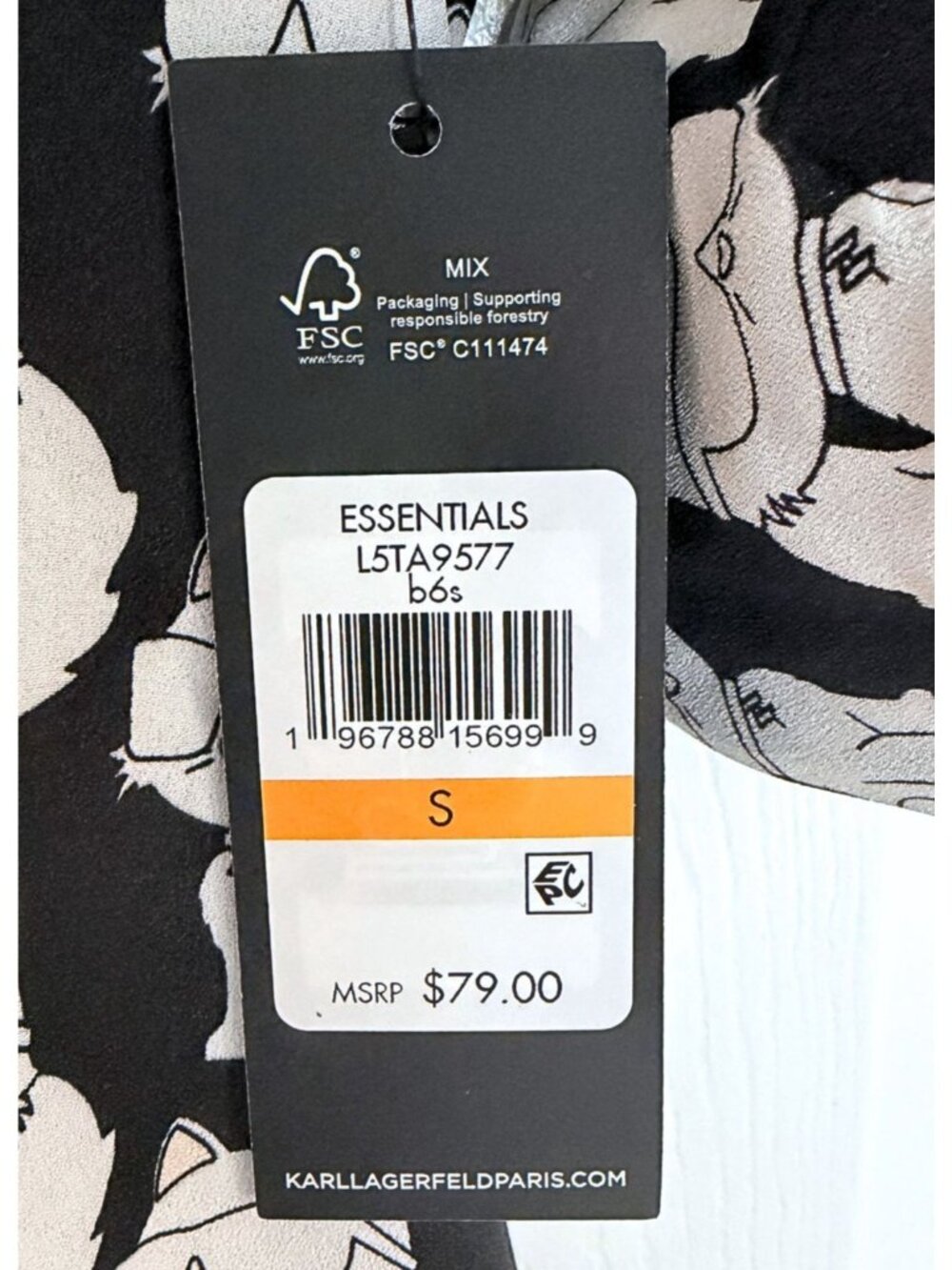 Karl Lagerfeld Paris Choupette Cat Print Button Front Blouse Shirt Black White S - Picture 6 of 10